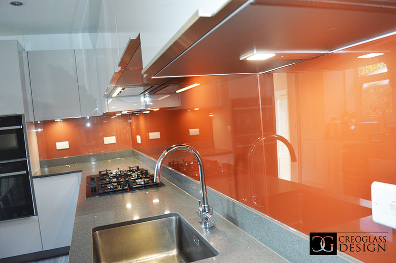 Matt Burnt Orange Colour Glass Splashback - Bespoke
