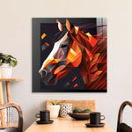 Abstract Geometric Brown Horse Glass Wall Art - CreoGlass E-Shop