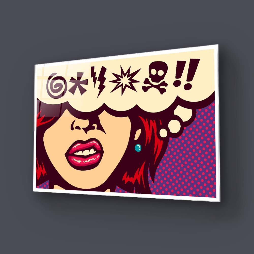 Cursed Speech Bubble Retro Glass Wall Art - CreoGlass E-Shop