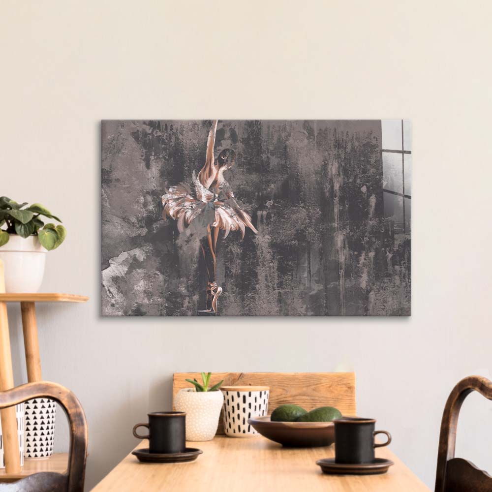 Distressed Ballerina Glass Wall Art - CreoGlass E-Shop
