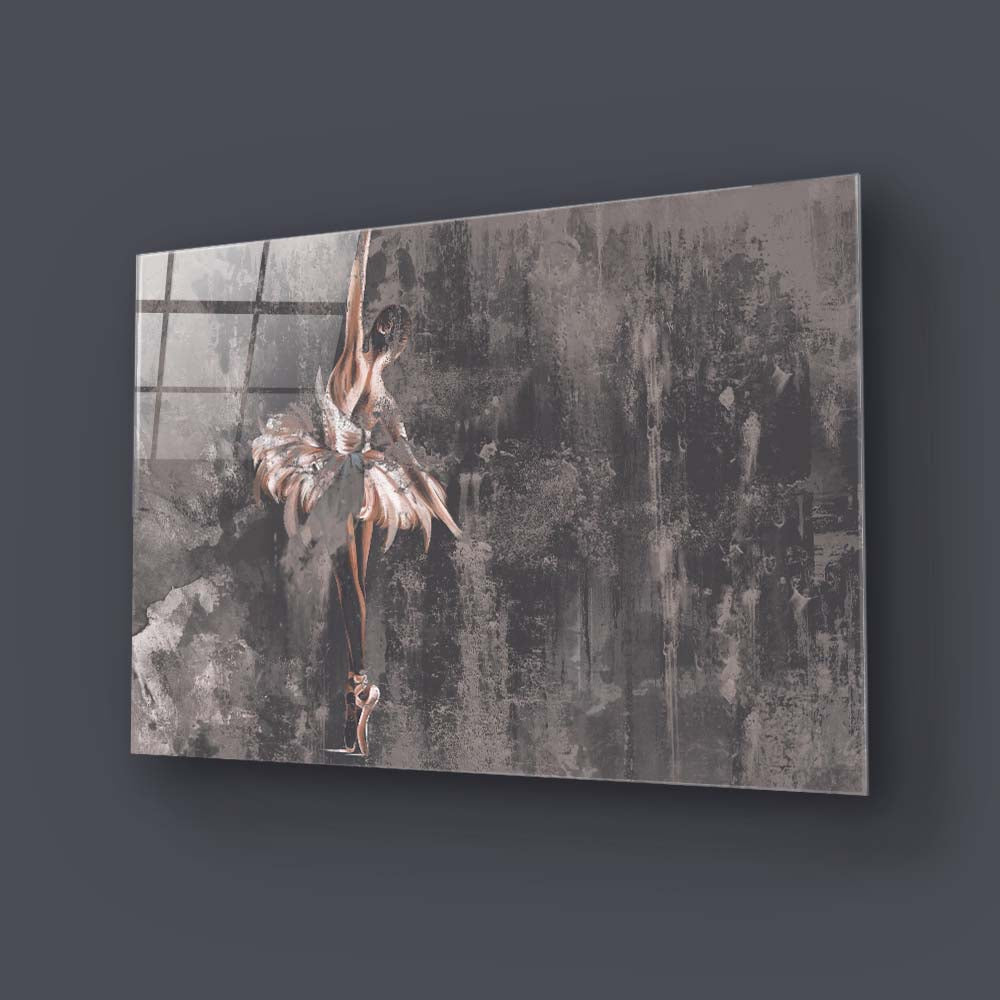 Distressed Ballerina Glass Wall Art - CreoGlass E-Shop