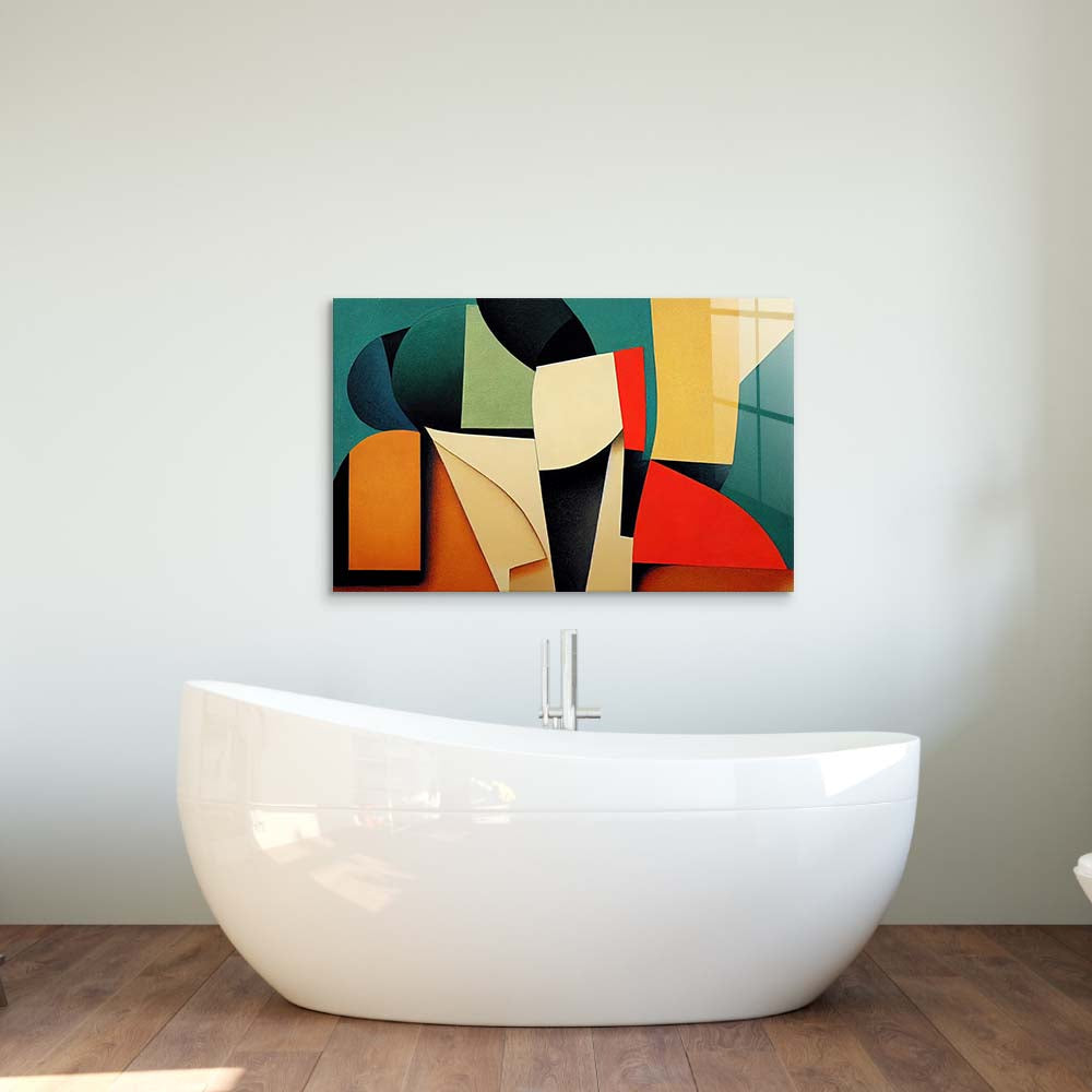Grunge Abstract Geometric Shapes Glass Wall Art - CreoGlass E-Shop