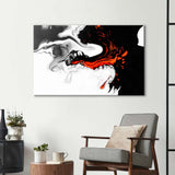 Orange and Black Liquid Marble Glass Wall Art - CreoGlass E-Shop