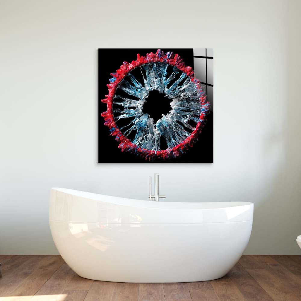 Red and Grey Iris Glass Wall Art - CreoGlass E-Shop