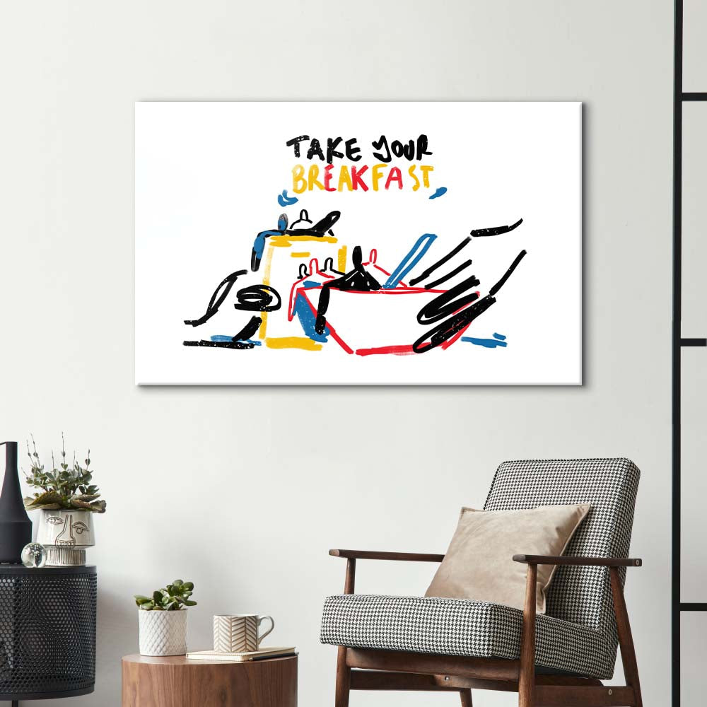 Take your Breakfast Abstract Glass Wall Art - CreoGlass E-Shop