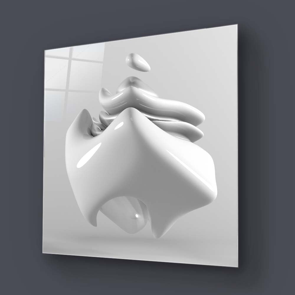 White Glossy Cube Glass Wall Art - CreoGlass E-Shop