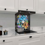 Abstract Blue Lion Glass Kitchen Splashback