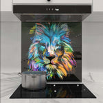 Abstract Blue Lion Glass Kitchen Splashback