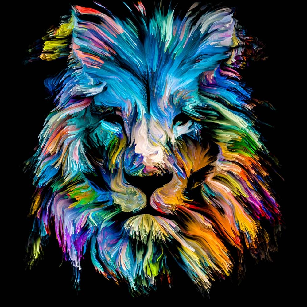 Abstract Blue Lion Glass Kitchen Splashback
