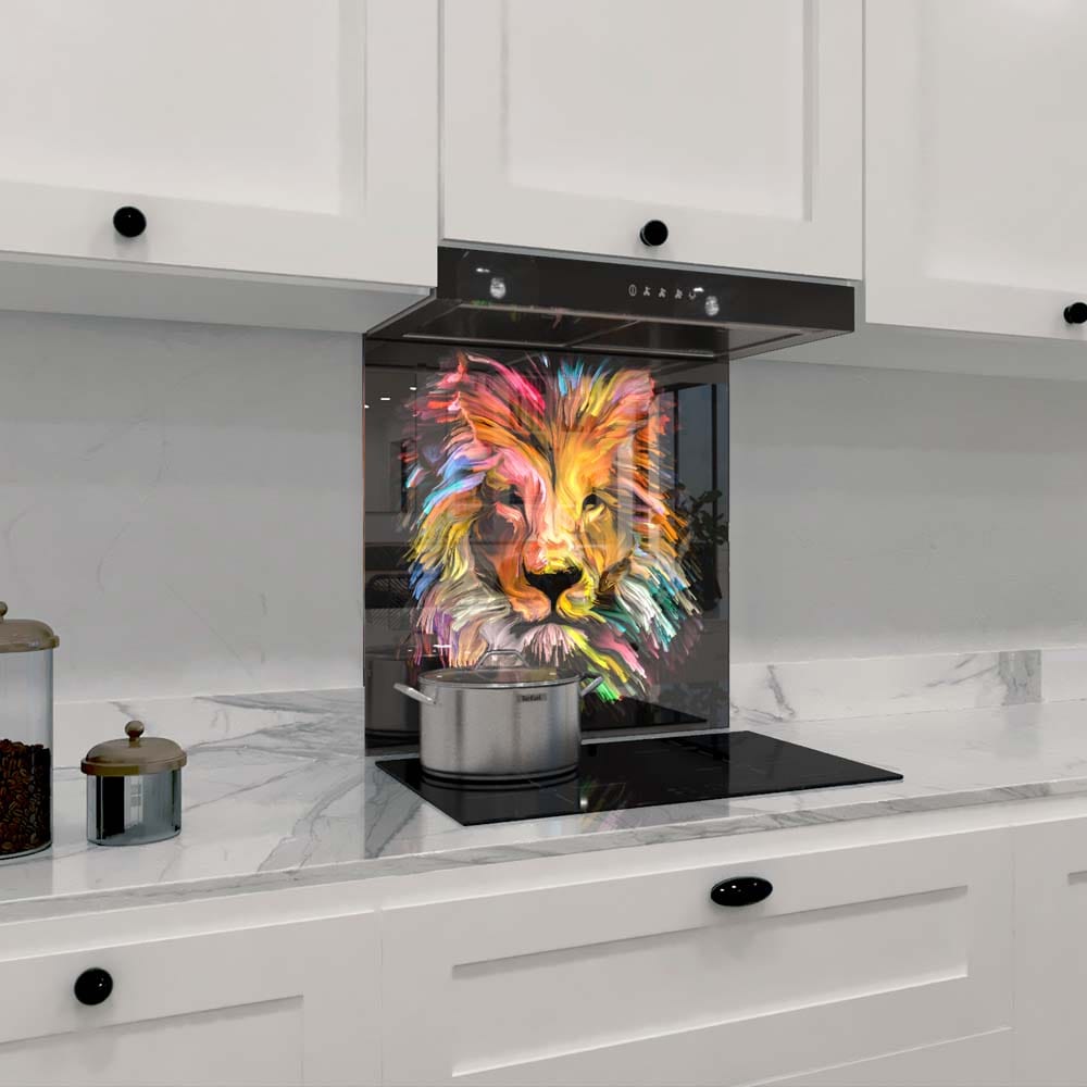 Abstract Red Lion Glass Kitchen Splashback