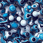 Blue and White Abstract Drops Glass Kitchen Splashback