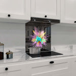 Colourful Explosion Glass Kitchen Splashback