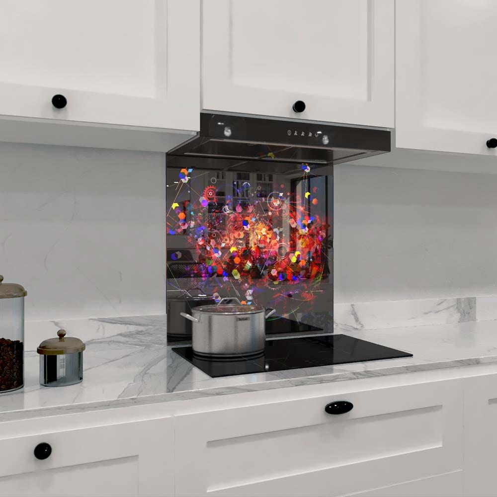 Colourful Mechanics Glass Kitchen Splashback