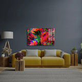 Graphic Floral Seamless Pattern Pink Red Peonies Glass Wall Art - CreoGlass E-Shop