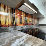 Autumn Forest Printed Landscape Glass Kitchen Splashback - CreoGlass E-Shop