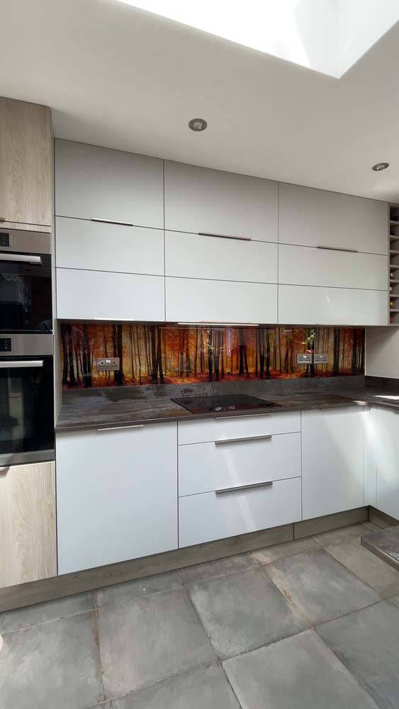 Autumn Forest Printed Landscape Glass Kitchen Splashback - CreoGlass E-Shop