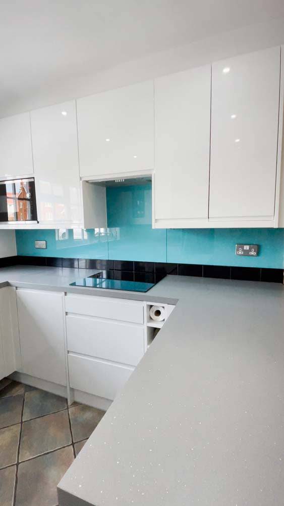 Blue Diamond Colour Glass Splashback - CreoGlass E-Shop