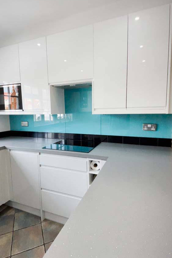 Blue Diamond Colour Glass Splashback - CreoGlass E-Shop