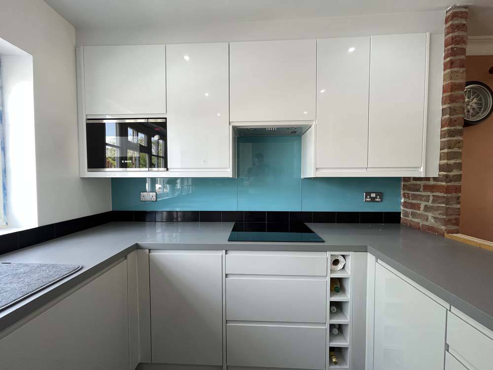 Blue Diamond Colour Glass Splashback - CreoGlass E-Shop
