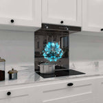 Blue Lotus Printed Glass  Splashback - CreoGlass E-Shop