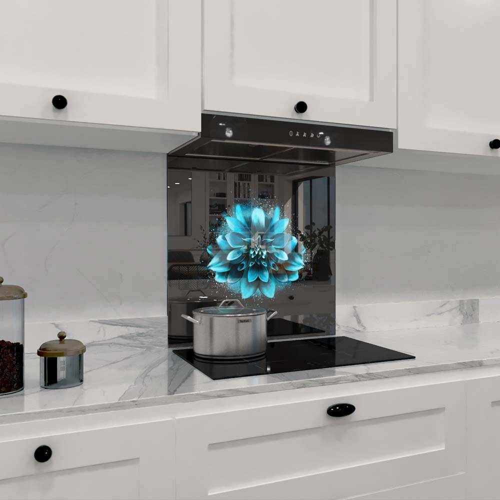 Blue Lotus Printed Glass  Splashback - CreoGlass E-Shop