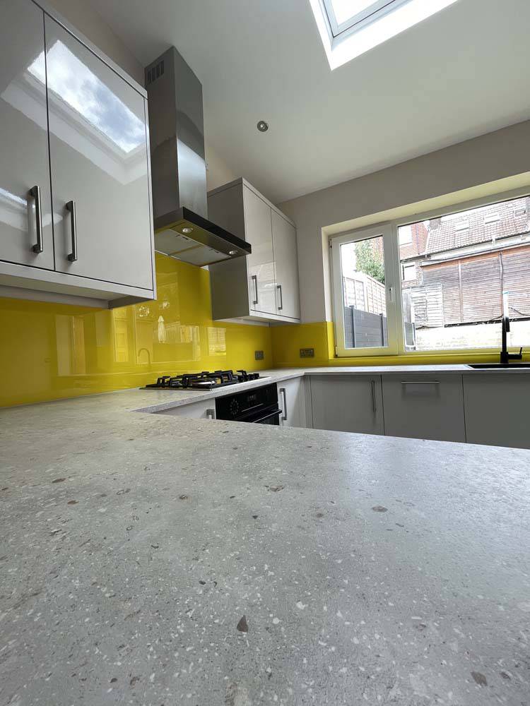 Canary Yellow Colour Glass Splashback - CreoGlass E-Shop