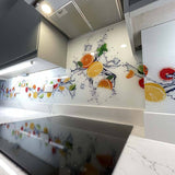 Citrus Fruits Water Printed Wave Glass Splashback - CreoGlass E-Shop