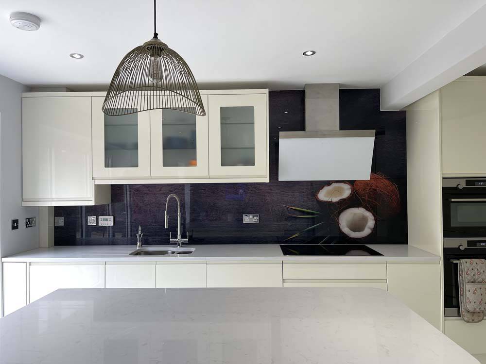 Coconut Printed Glass Kitchen Splashback - CreoGlass E-Shop