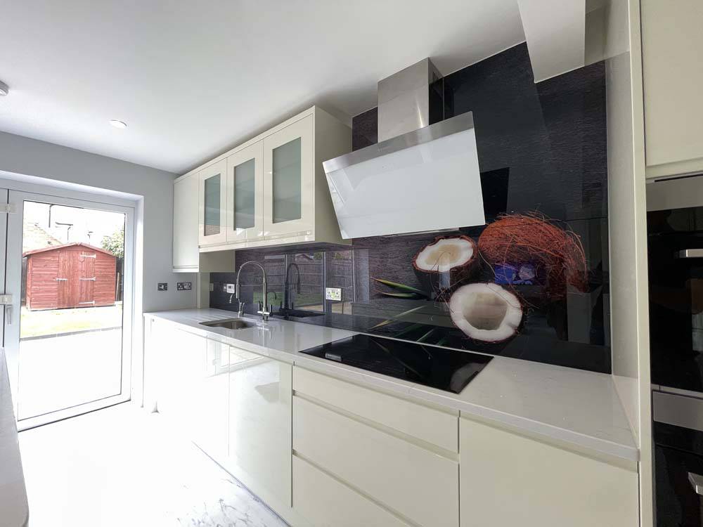 Coconut Printed Glass Kitchen Splashback - CreoGlass E-Shop