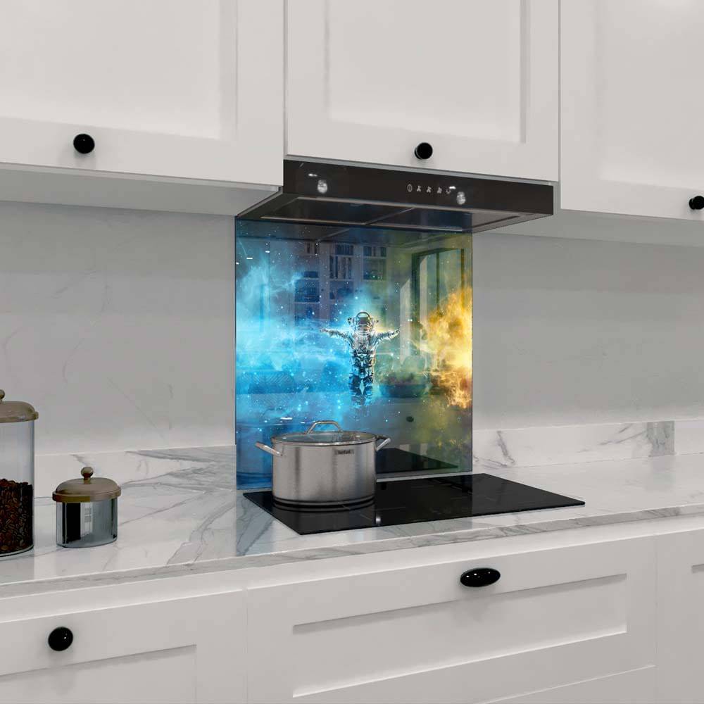 Cosmonaut in Space Classic Printed Glass Splashback - CreoGlass E-Shop