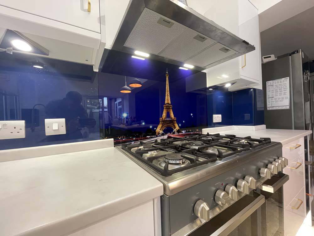 Eiffel Tower Printed Landscape Glass Kitchen Splashback - CreoGlass E-Shop