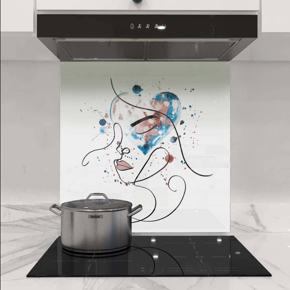 Female Portrait Watercolour Printed Glass  Splashback - CreoGlass E-Shop