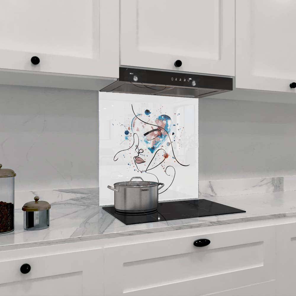 Female Portrait Watercolour Printed Glass  Splashback - CreoGlass E-Shop