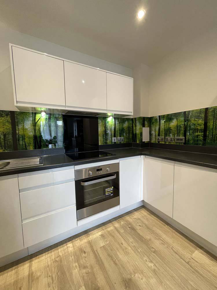 Green Forest Printed Landscape Glass Splashback - CreoGlass E-Shop