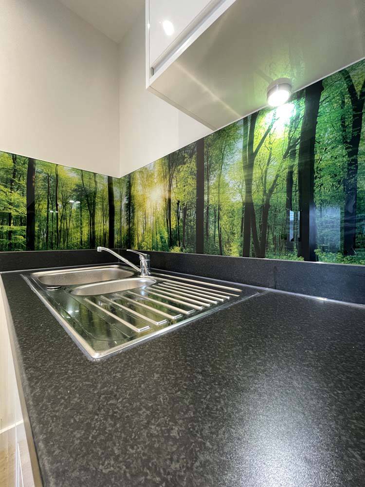 Green Forest Printed Landscape Glass Splashback - CreoGlass E-Shop