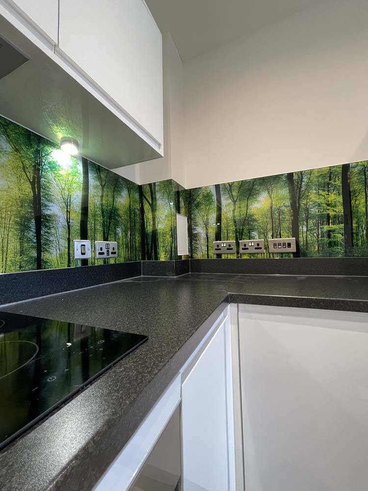 Green Forest Printed Landscape Glass Splashback - CreoGlass E-Shop