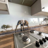 Grey Elephant in Safari Printed Glass Kitchen Splashback - CreoGlass E-Shop