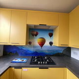 Hot Air Balloons Printed Landscape Glass Splashback - CreoGlass E-Shop