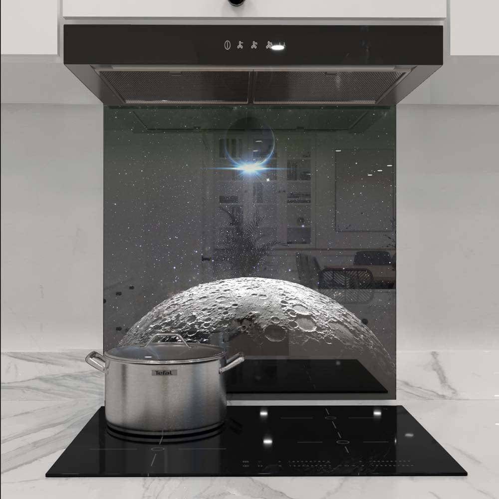 Moon and Earth Eclipse Printed Glass Splashback - CreoGlass E-Shop
