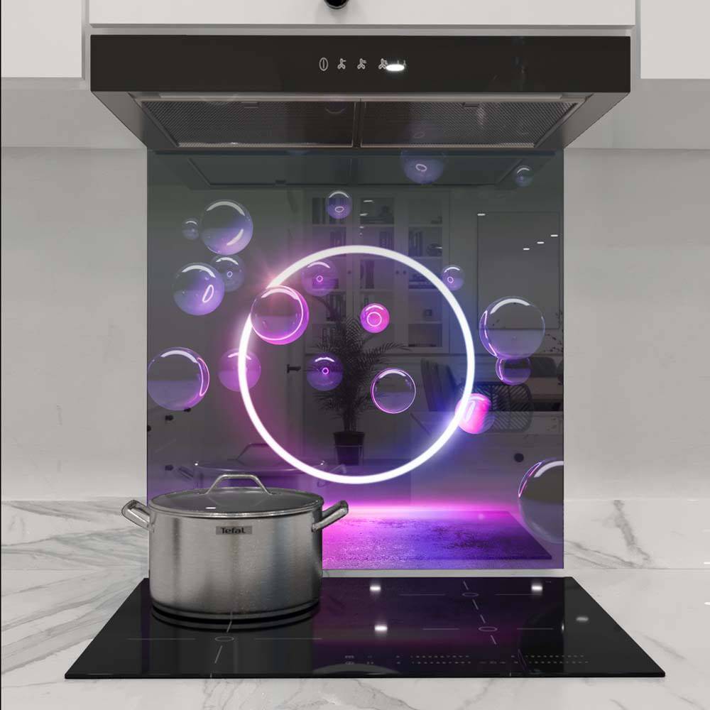 Neon Bubbles Printed Glass Splashback - CreoGlass E-Shop