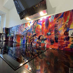 Painted Abstract Printed Glass Splashback - CreoGlass E-Shop