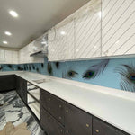 Peacock Print Glass Kitchen Splashback - CreoGlass E-Shop