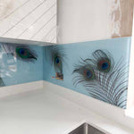 Peacock Print Glass Kitchen Splashback - CreoGlass E-Shop