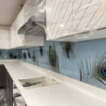 Peacock Print Glass Kitchen Splashback - CreoGlass E-Shop