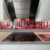 Pink Forest Printed Landscape Glass Kitchen Splashback - CreoGlass E-Shop