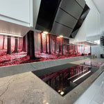 Pink Forest Printed Landscape Glass Kitchen Splashback - CreoGlass E-Shop