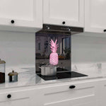 Pink Pineapple Printed Glass  Splashback - CreoGlass E-Shop