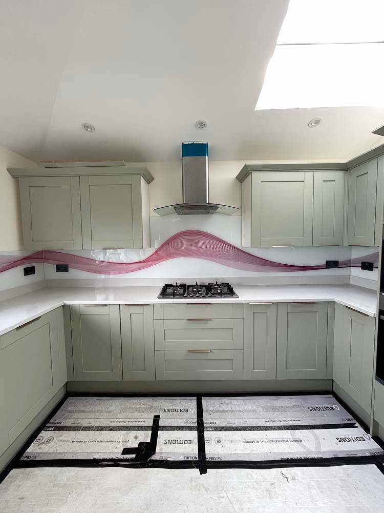 Pink Wave Printed Glass Splashback - CreoGlass E-Shop