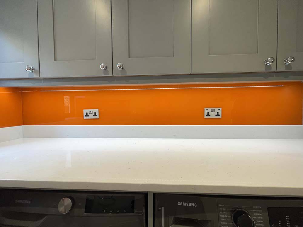 Pure Orange Colour Glass Splashback - CreoGlass E-Shop