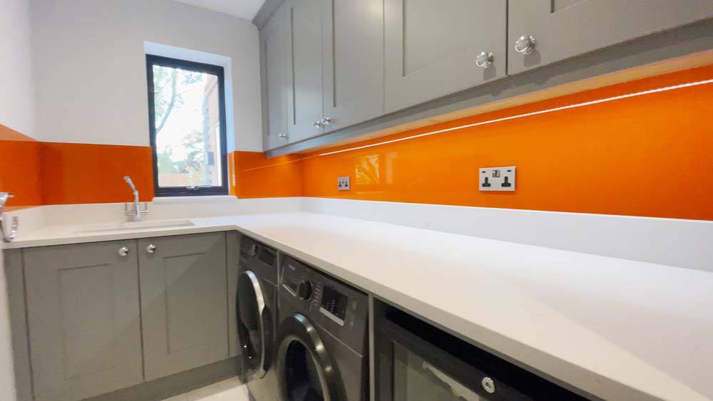 Pure Orange Colour Glass Splashback - CreoGlass E-Shop